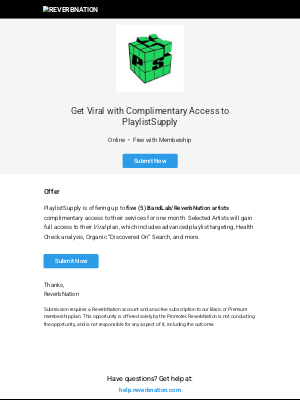 ReverbNation - Get Viral with Complimentary Access to PlaylistSupply