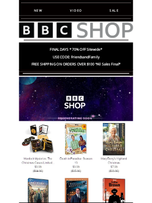BBC - Final Days *70% OFF* A new Shop and Merchandise coming soon!