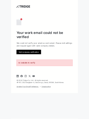 Tridge - Your company has been rejected