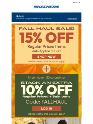 SKECHERS - 15% off Your Fall Haul!