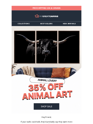 MyGreatCanvas - our Animal prints are at 35% OFF