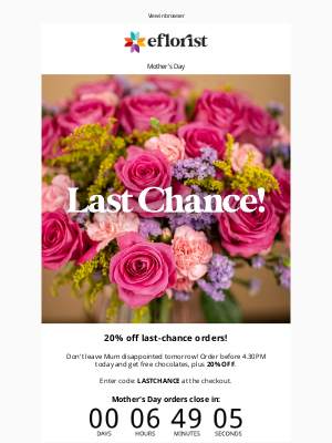 eFlorist (United Kingdom) - LAST CHANCE to order for Mother's Day! 💗