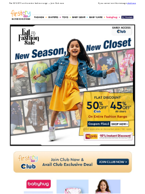 FirstCry (India) - 🍂Fall Fashion Sale is Here: Early Access for Club Members✨