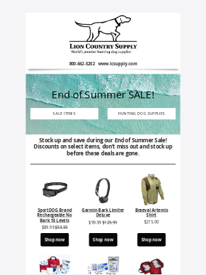 Lion Country Supply - Goodbye Summer, Hello Savings!