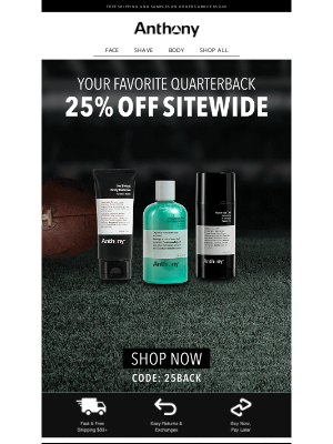 Anthony - 25% off Quarterback Sale – Let's Tackle Dull Skin! 🏈