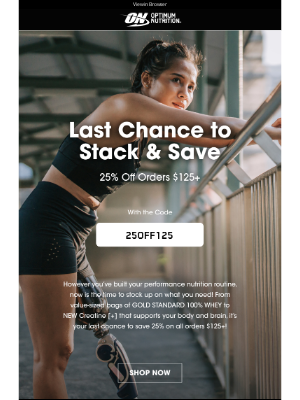 Optimum Nutrition - It’s Your Last Chance to Stack & Save 😲