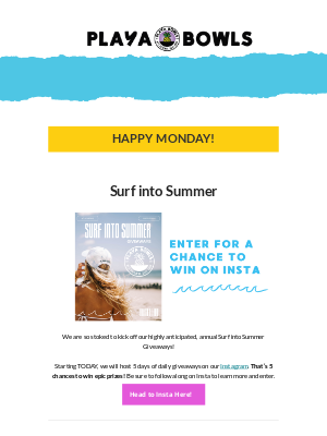 Playa Bowls - Surf into Summer Giveaways Start TODAY! 🏄🏄‍♂️🏄‍♀️