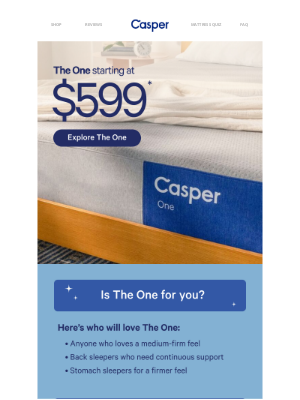 Casper - Take home The One for only $599.