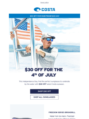 Costa Sunglasses Email Marketing 