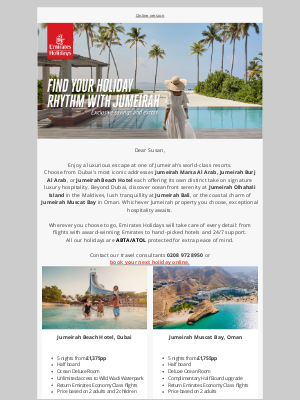 Emirates Holidays (United Kingdom) - Six tempting Jumeirah getaways to choose from
