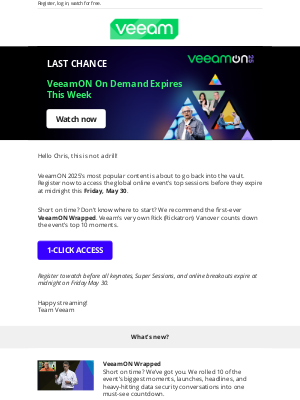 Veeam Software - Last call! Watch VeeamON’s most popular sessions on demand.