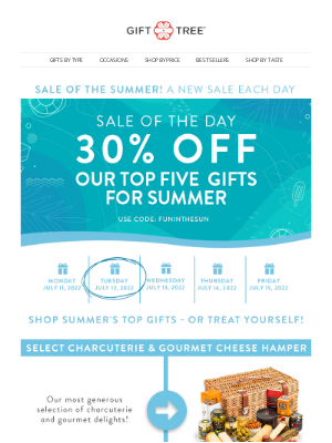 GiftTree - Summer Sale Day Two! 30% OFF Our Top Five Gifts for Summer!