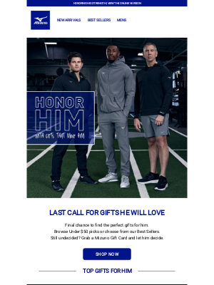 Mizuno Running - Last Chance to Honor Him with Gifts That Move Him