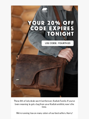 Kodiak Leather Co. - Hey Kodiak Family, the clock’s ticking! ⌛🏃