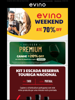 Evino (Brazil) - Cupom de 20% OFF EXTRA para você