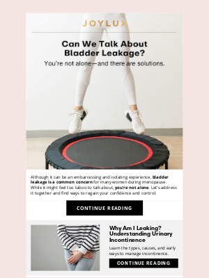 Joylux - Is bladder leakage hard to talk about?