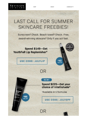 Revision Skincare - ⏰ Last Call for Free Skincare