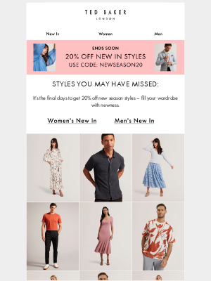 Ted Baker (United Kingdom) - Ends Soon: 20% Off New-In