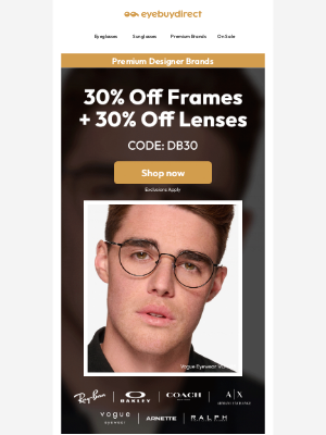 EyeBuyDirect - Daniel, 30% Off Designer Frames + 30% Off Lenses 🕶️