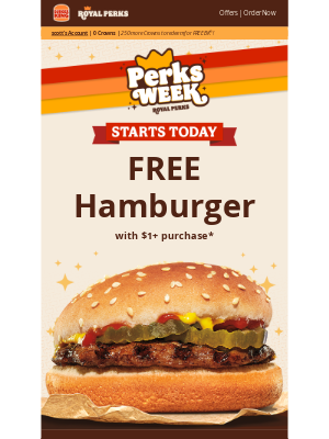 Burger King - 🍔 Perks Week is back! Gear up for seven days of deals!