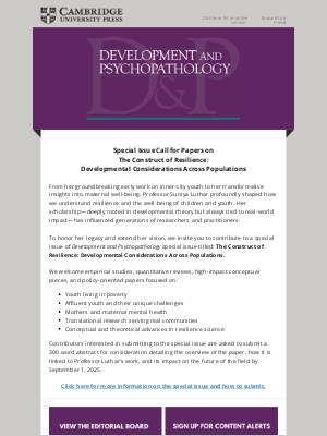 Cambridge University Press - Special Issue of D&P on 