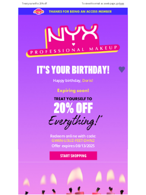 NYX - Your B-Day offer expires soon