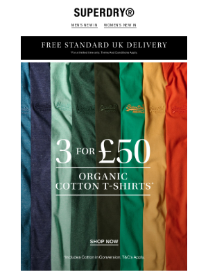 Superdry - 3 For £50 – Order Now For Bank Holiday Delivery