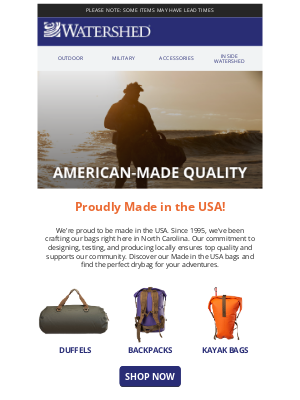 Watershed Drybags - Red, White, and Made in the USA