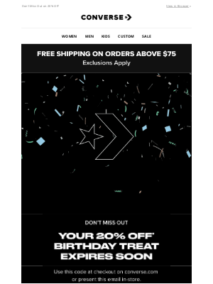 Converse - Your Birthday Gift Expires Soon