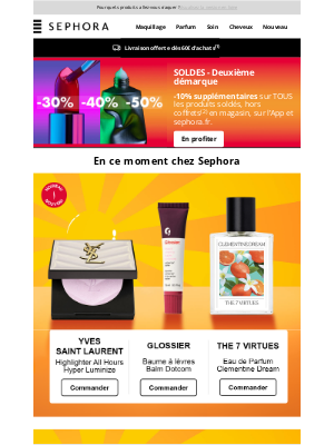 Sephora (France) - Les SOLDES continuent en magasin et sur sephora.fr ☀️