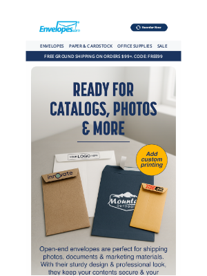Envelopes - Open-end envelopes for easy packing