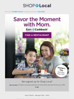SHOP - 💐🍽️ Take Mom Out & Earn Cashback with SHOP Local