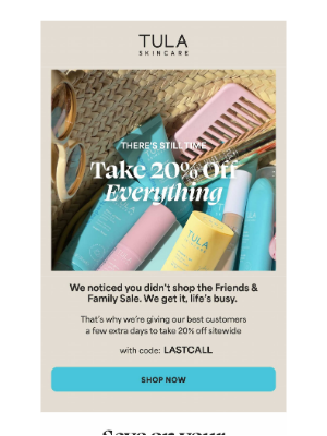 20% off is still on (just for you)