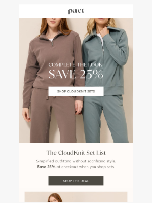 PACT Apparel - Save 25% on CloudKnit Sets
