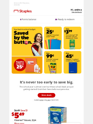 Staples - As low as 25¢! Shop early, stress less🫸🫷