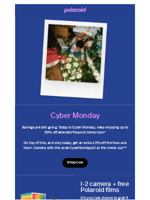 Polaroid - Hey, Keep on saving with Cyber Monday