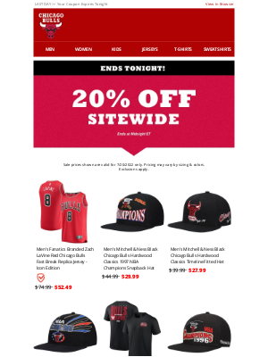 Chicago Bulls - ENDS TONIGHT | 20% OFF Bulls Must-Haves