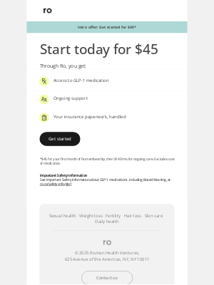 Ro - Get started with GLP-1s for $45