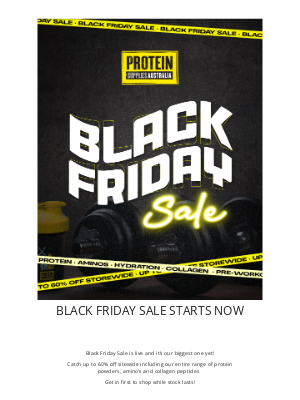 Protein Supplies (Australia) - Black Friday Sale 🚨 25-60% Off Now