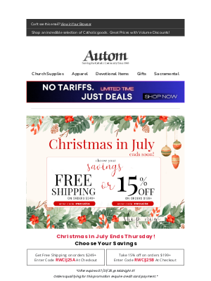 Last Days for Christmas in July Deals! 🎄