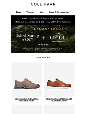 Cole Haan - Oxfords starting at $79.95: Sleigh your holiday look