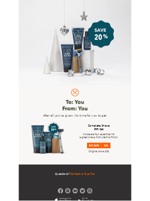 Christmas email design example from Dollar Shave Club