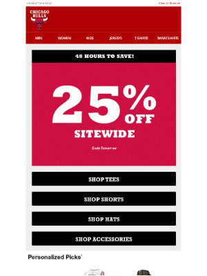 Chicago Bulls - 25% Off Sitewide Starts NOW!