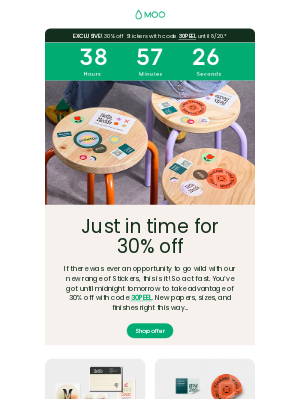MOO - ⏰ 30% off Stickers ends… tomorrow!