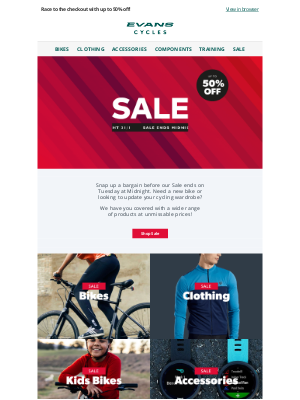 Jep forkorte batteri Evans Cycles (UK) Email Marketing Strategy & Campaigns | MailCharts