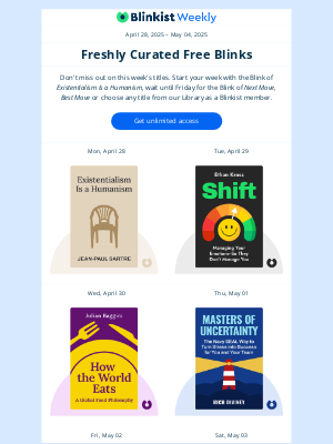 Blinkist - 🗓️ The Summary: Your free reads next week