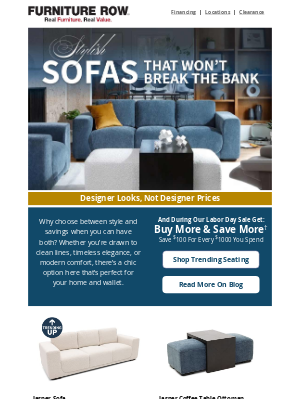 Furniture Row - Chic sofas on a real-person budget