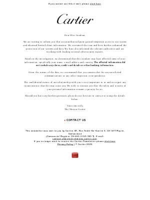 Cartier (United Kingdom) - Cartier: Important Update Regarding Your Personal Information