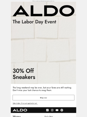 ALDO - 30% off ends tonight 🚨