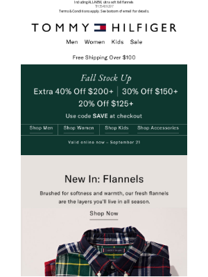 Tommy Hilfiger - 🍁 It's HERE! Extra 40% off $200+ | 30% off $150+| 20% off 125+